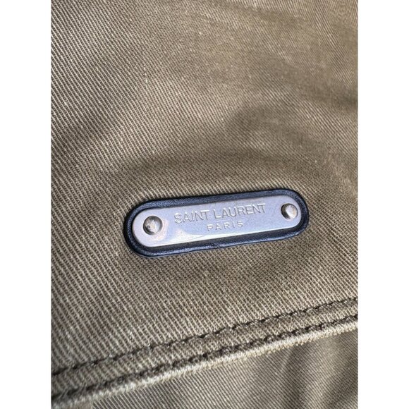 Saint Laurent Noe Washed Canvas Backpack in Army Green - Picture 7 of 8